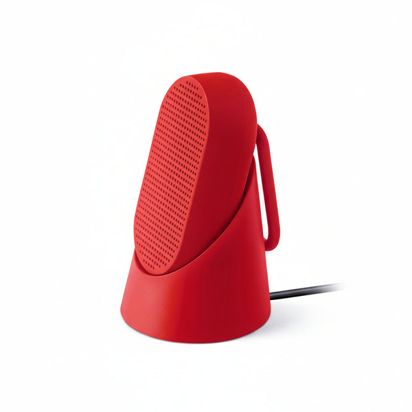 Bonherre mağazasından Lexon Mino T, kırmızı renkli, entegre kancalı, IPX4 suya dayanıklı taşınabilir Bluetooth hoparlör.