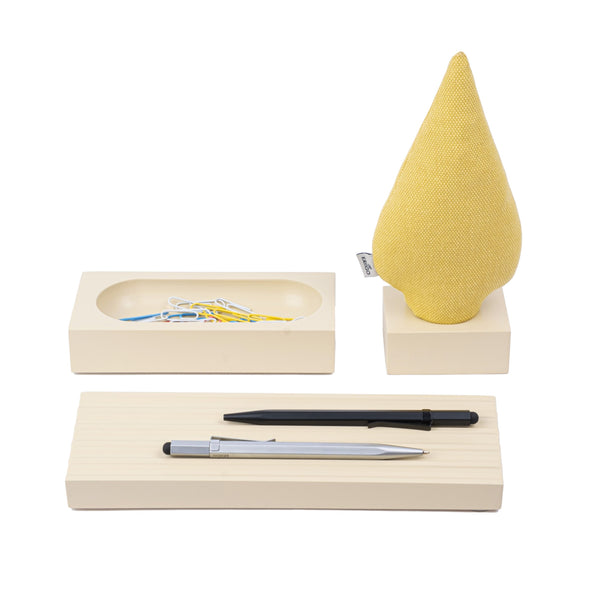 Kayigo Woody Krem Üçlü Ofis Seti - Sarı Ladin