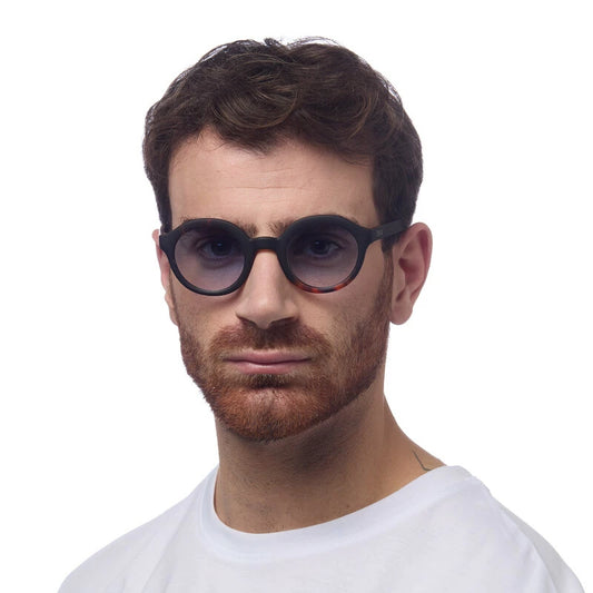 Okkia Lauro Unisex Yuvarlak Siyah Havana Güneş Gözlüğü Mavi Gradyan