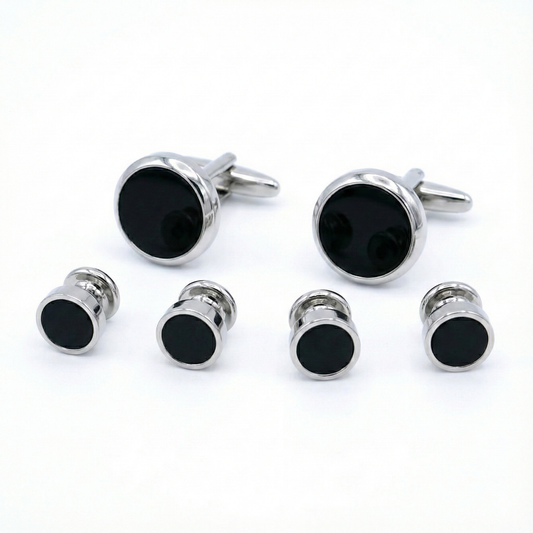 4'lü Oniks Elbise Zımbaları ve Kol Düğmesi Seti