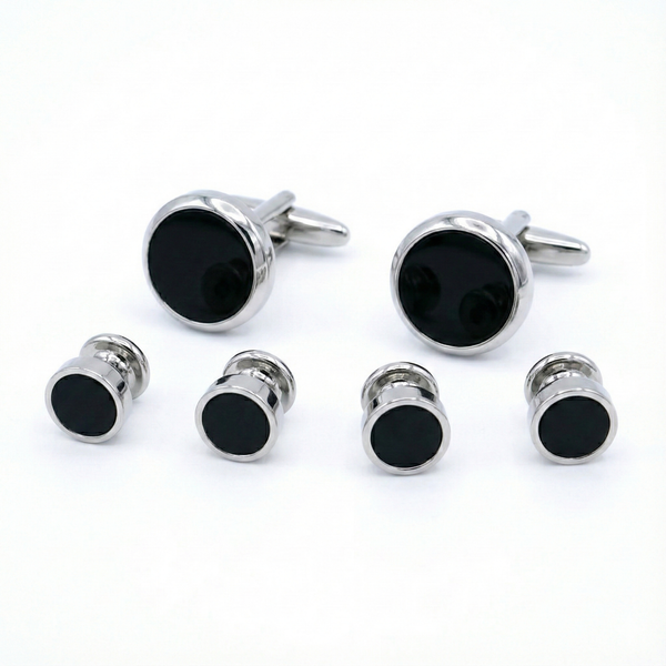 4'lü Oniks Elbise Zımbaları ve Kol Düğmesi Seti