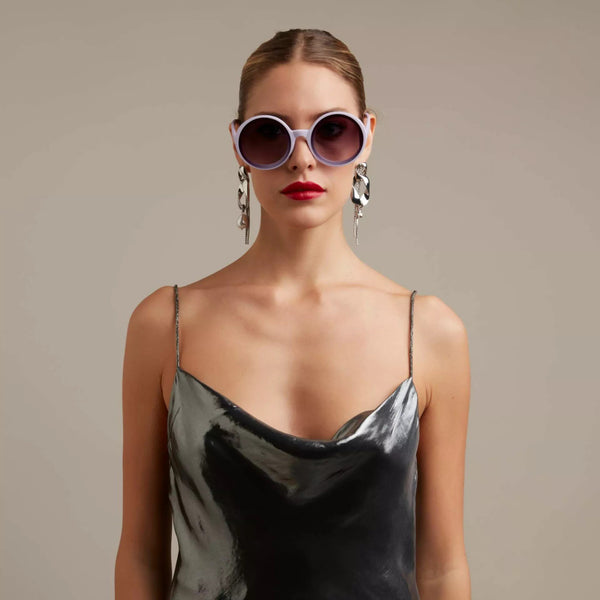 Okkia Monica Unisex Büyük Yuvarlak Güneş Gözlüğü Lila