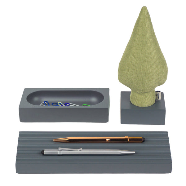 Kayigo Woody Gri Üçlü Ofis Seti -Yeşil Selvi