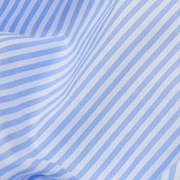 Açık Mavi Çizgili El Yapımı Pamuklu Gömlek