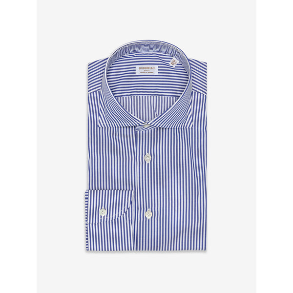 Lacivert Çizgili El Yapımı Pamuklu Gömlek