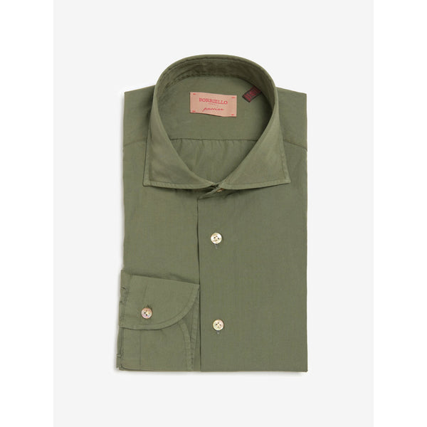 Haki Yeşil El Yapımı Pamuklu Gömlek