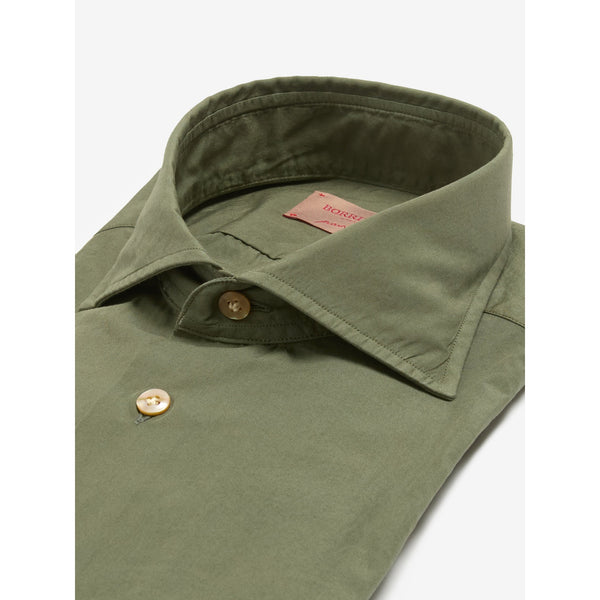 Haki Yeşil El Yapımı Pamuklu Gömlek
