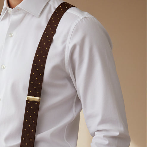 Kahverengi Hardal Puantiyeli Pantolon Askısı