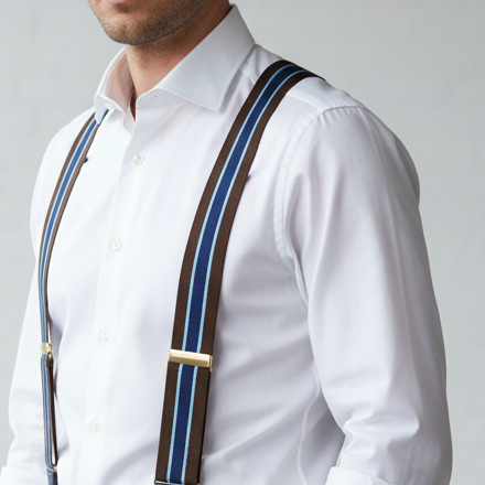 Kahverengi ve Mavi Şeritli Pantolon Askısı