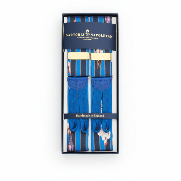 Mavi Çizgili Figürlü Pantolon Askısı