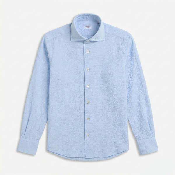 Açık Mavi Gömlek - Gofre Dokuma
