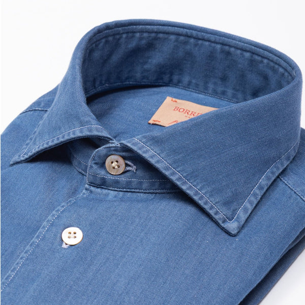 Orta Mavi Denim El Yapımı Gömlek