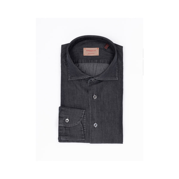 Antrasit Denim El Yapımı Gömlek