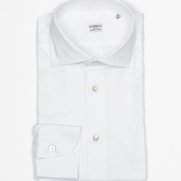 Beyaz Jersey Cotton El Yapımı Gömlek