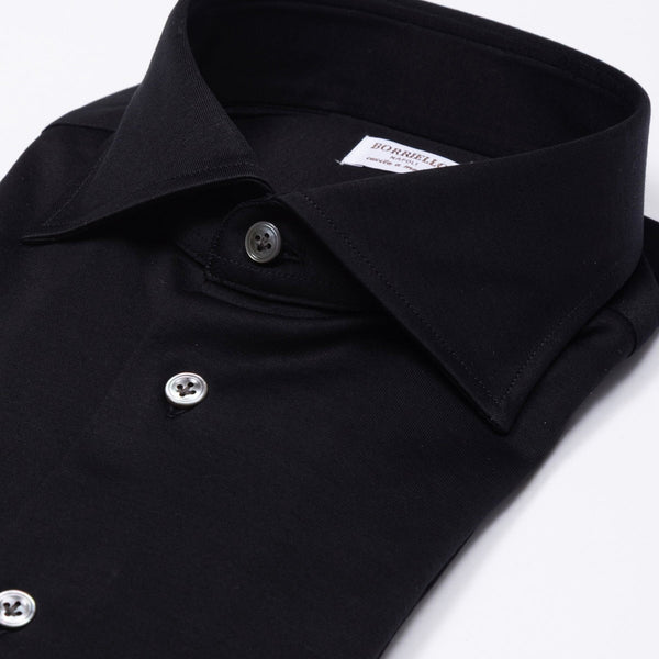 Siyah Jersey Cotton El Yapımı Gömlek