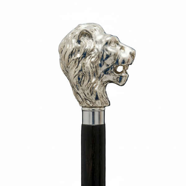 Bonherre mağazasından Pasotti Silver Lion, gümüş kaplama aslan başlı lüks İtalyan el yapımı baston.