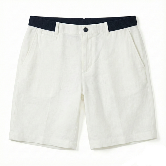 Keten Bermuda - Beyaz