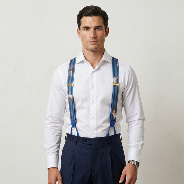 Mavi Çizgili Figürlü Pantolon Askısı