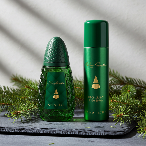 Bonherre mağazasından Pino Silvestre Original erkek parfüm seti, çam kokulu EDT ve deodorant ikilisi.