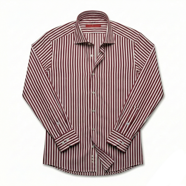 Riviera Di Perla Gömlek - Bordo ve Beyaz