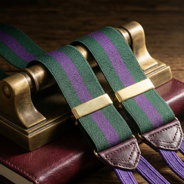 Yeşil ve Mor Şeritli Pantolon Askısı