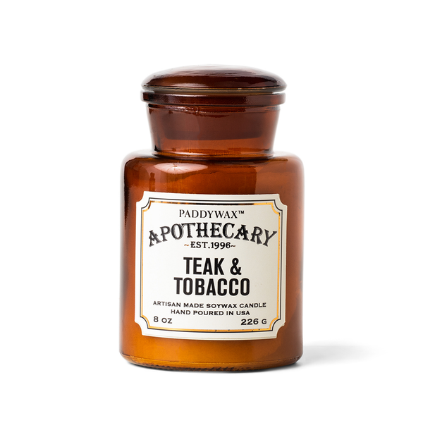 Bonherre mağazasından Apothecary serisi tik ağacı ve tütün kokulu 226 gr cam mum.