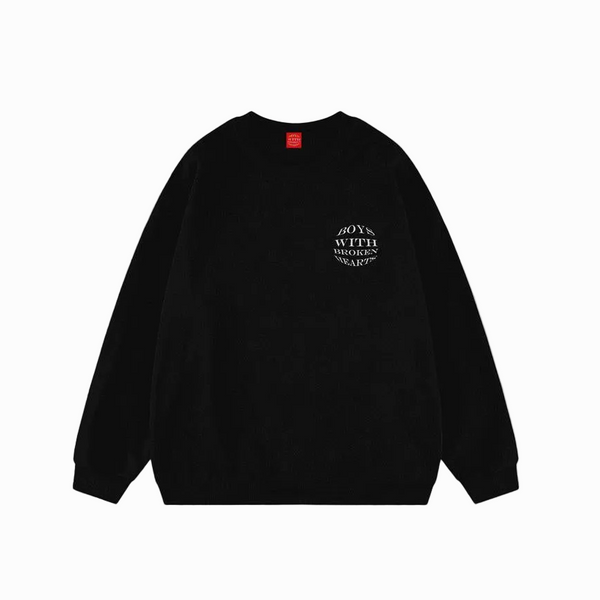 Nakışlı Siyah Düz Sweatshirt