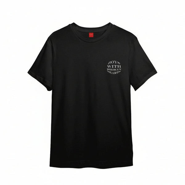 Nakışlı Kabartma Baskılı Siyah Tişört