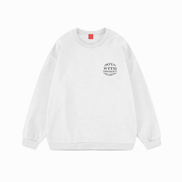 Nakışlı Beyaz Düz Sweatshirt