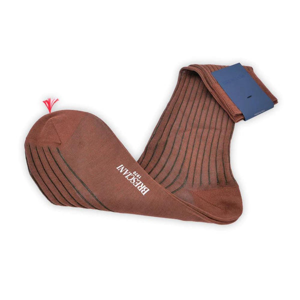 Elbise Çorabı Mid Calf Tabacco Militare - Yeşil Çizgili Kahverengi