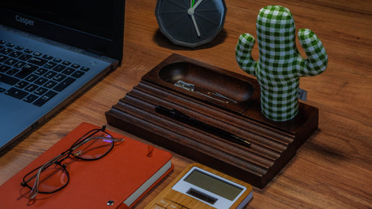 KAYIGO Woody Üçlü Ofis Seti Koyu Kahverengi - Pötikare Kaktüs