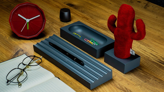 Kayigo Gri Woody Üçlü Ofis Seti- Kırmızı Kaktüs