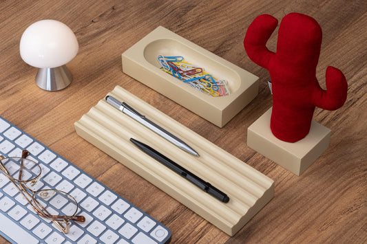 Kayigo Woody Krem Üçlü Ofis Seti - Kırmızı Cactus