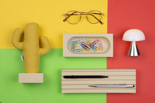 Kayigo Woody Krem Üçlü Ofis Seti - Sarı Cactus