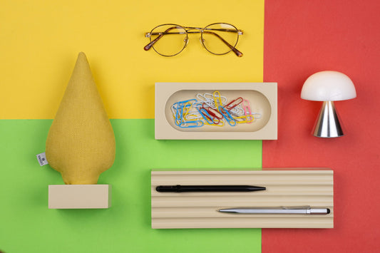 Kayigo Woody Krem Üçlü Ofis Seti - Sarı Ladin