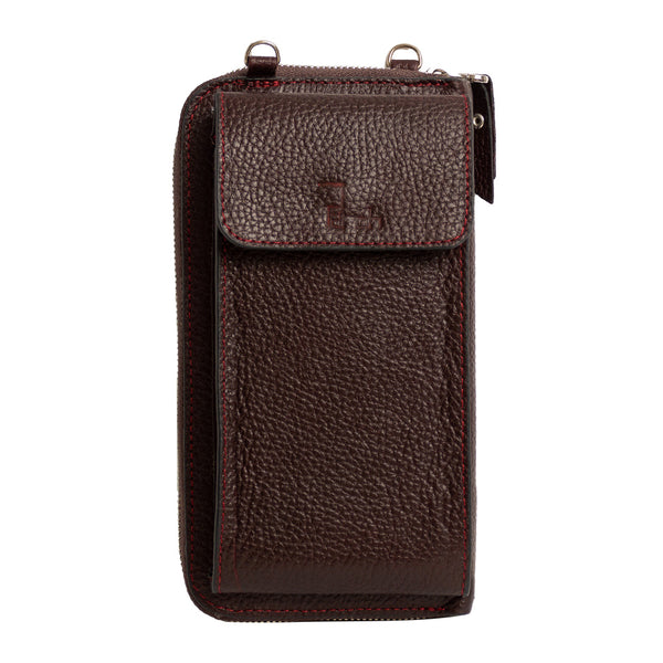 El Yapımı Deri Pasaport ve Telefon Çantası - Bordo