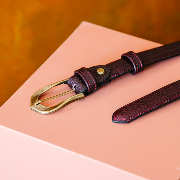El Yapımı Hakiki Floater Deri Kemer – Bordo – 2.5 cm