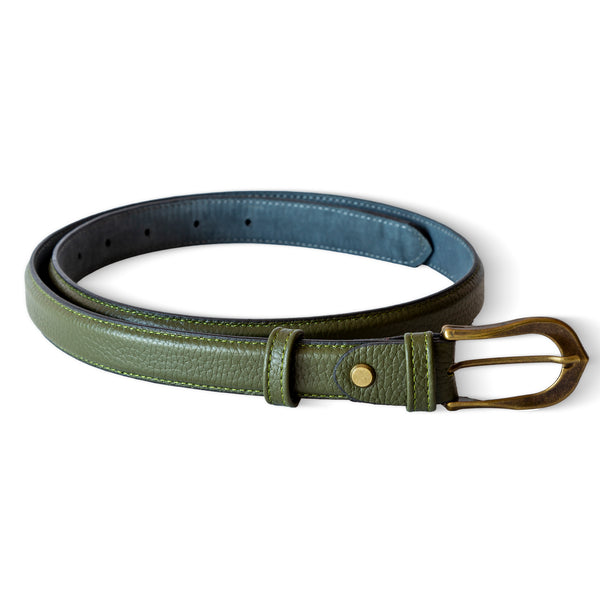 El Yapımı Hakiki Floater Deri Kemer – Zeytin Yeşili – 2.5 cm