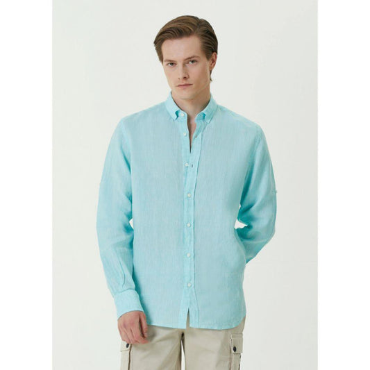 Su Yeşili Keten Gömlek - Bonherre