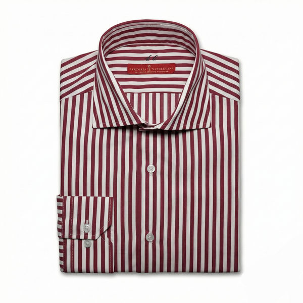 Riviera Di Perla Gömlek - Bordo ve Beyaz