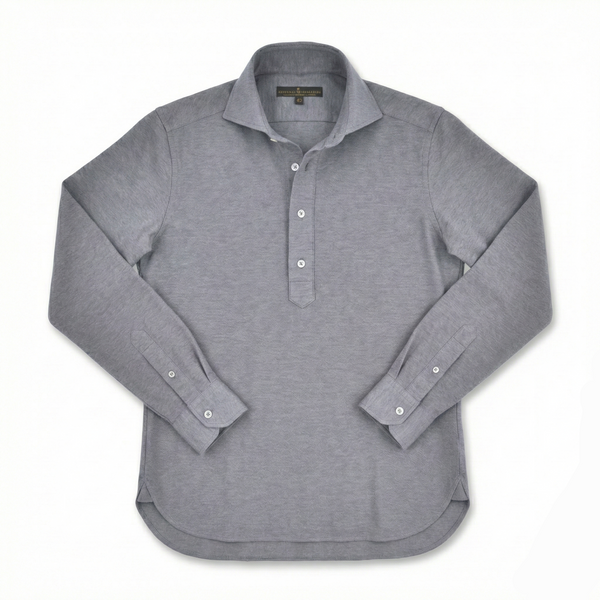 Cenova Pike Pamuk Polo Kesim Gömlek - Gri