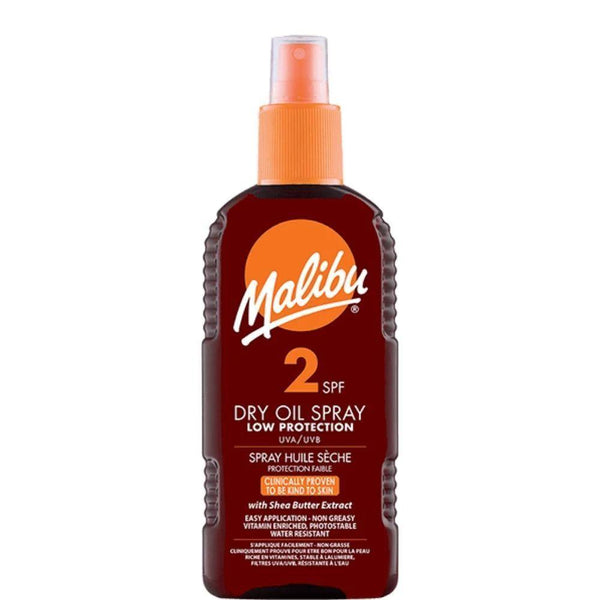Bonherre mağazasından Malibu Dry Oil Bronzlaştırıcı Sprey SPF2, hızlı bronzluk sağlayan lüks kuru yağ.