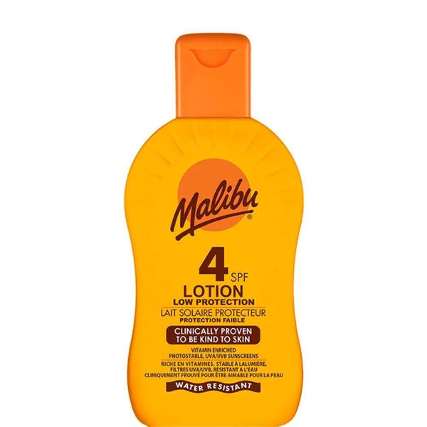 Bonherre mağazasından Malibu Güneş Koruyucu Losyon SPF4, bronzlaştırıcı etkili ve vitaminli lüks güneş kremi.