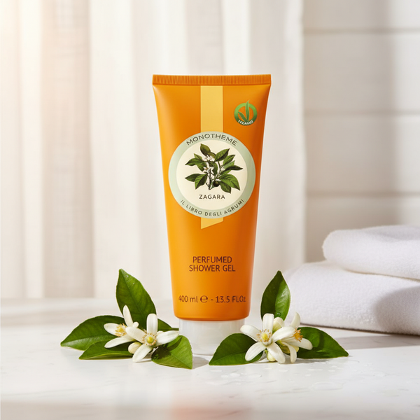 Bonherre mağazasından Monotheme Portakal Çiçeği (Zagara) parfümlü vegan duş jeli, Sicilya narenciyeli lüks İtalyan vücut bakım ürünü.