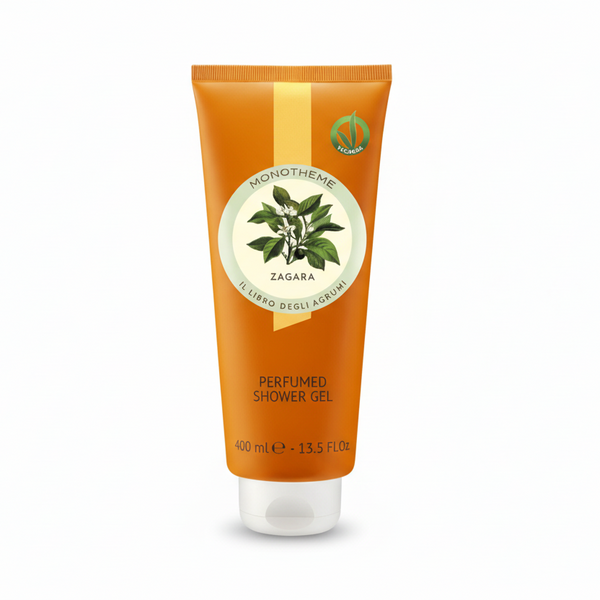 Bonherre mağazasından Monotheme Portakal Çiçeği (Zagara) parfümlü vegan duş jeli, Sicilya narenciyeli lüks İtalyan vücut bakım ürünü.