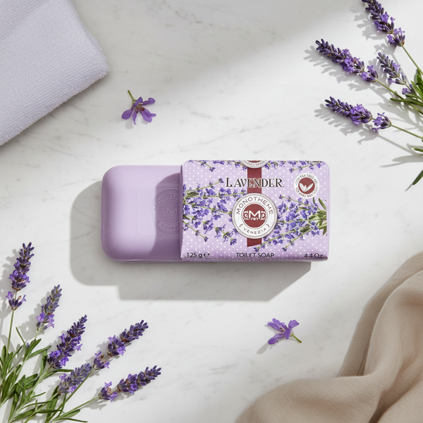 Bonherre mağazasından Monotheme Lavanta (Lavender) katı sabun, çay ağacı yağı içeren rahatlatıcı lüks İtalyan sabunu.
