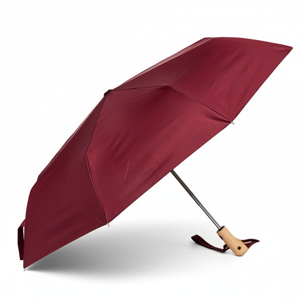 Bonherre mağazasından Original Duckhead Bordo, el yapımı huş ağacı saplı lüks kompakt şemsiye.