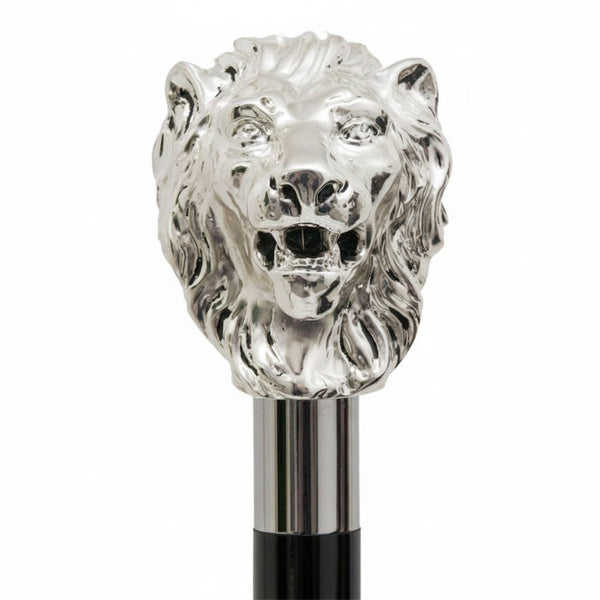Bonherre mağazasından Pasotti Silver Lion, gümüş kaplama aslan başlı lüks İtalyan el yapımı baston.