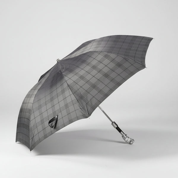 Bonherre mağazasından Pasotti Raso 6434/9, gümüş baykuş başlı siyah lüks katlanır şemsiye.