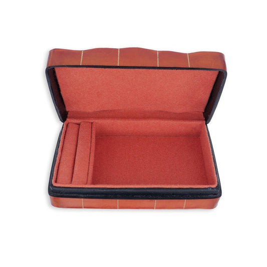 Deri Aksesuar Kutusu - Konyak Altın Florentine Amblemli - Bonherre